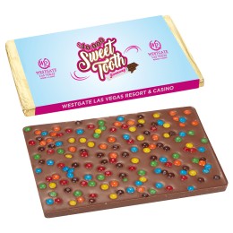 1 lb Belgian Chocolate Bar with Mini M&M's® Topping and Custom Wrapper