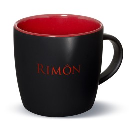 Riviera Ceramic Coffee Mug - 12 oz. - Black/Red