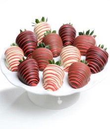 Red Drizzle Belgian Chocolate-Covered Strawberries Gift - 12 pc.
