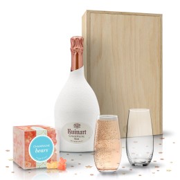 Ruinart Rosé Champagne, Riedel Stemless Glasses and Sugarfina Champagne Gummy Bears Gift Set