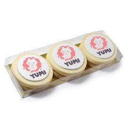 Boxed Round Mini Shortbread Logo Cookies - Iced Print - 6 pc.