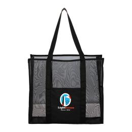 Large Mesh Beach Tote with Side Pockets & Front Organizer