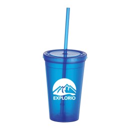 Iceberg Double-Wall Tumbler w/Straw - 16 oz.