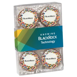 Rainbow Sprinkled Oreos® with Printed Logo and Custom Box Sleeve - 6 pc