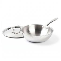 The Indus Valley Triply Stainless Steel Wok With Lid - 22cm (India Only)