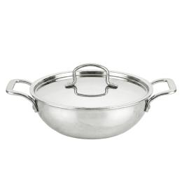 The Indus Valley Triply Stainless Steel Kadai With Ss Lid Small - 24cm (India Only)