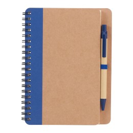 Eco-Friendly Spiral Notebook with Pen - 5'' x 7'' - Blue