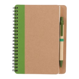 Eco-Friendly Spiral Notebook with Pen - 5'' x 7'' - Green