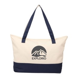 Color Accent Zippered Cotton Tote
