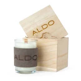 Silhouette Leather Wrapped Candle in Wooden Gift Box