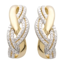 Twist Diamond Earrings with 14k Yellow Gold