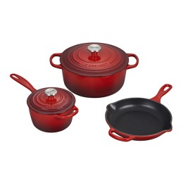 Le Creuset Signature Cast Iron Cookware Set Cerise - 5pc