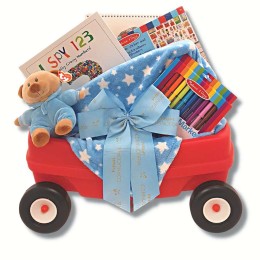 Wagon Full of Fun Child's Toy Gift Basket - Animals with Blue Ribbon (US/Canada Only)