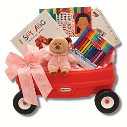 Wagon Full of Fun Child's Toy Gift Basket - Fashion with Pink Ribbon (US/Canada Only)