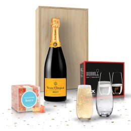Veuve Clicquot Champagne, Riedel Stemless Glasses and Sugarfina Champagne Gummy Bears Gift Set