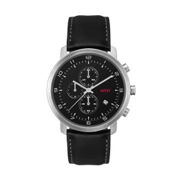 Stainless Steel Black Strap Unisex Watch - 44mm