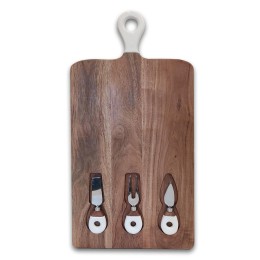 Jeanne Fitz Acacia Wood Board with Inlaid Knives