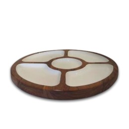Jeanne Fitz Wood + White Collection Mango Wood Compartment Lazy Susan