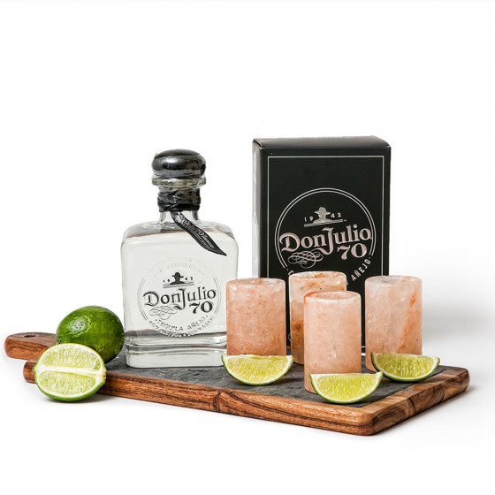 Don Julio 70 Anejo Claro Tequila Limited Edition 70th Anniversary Set with Pink Himalayan Salt