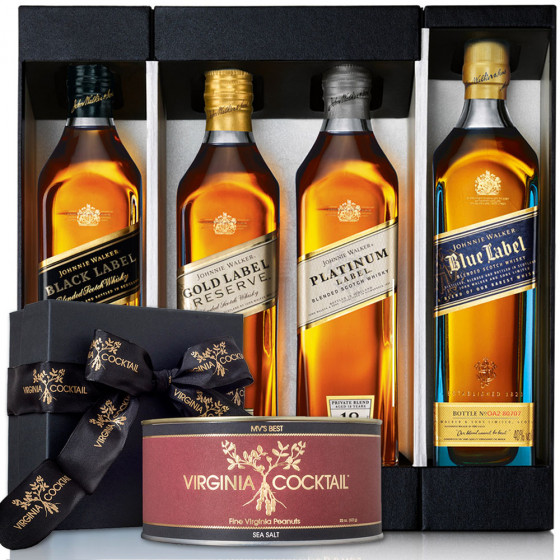 Johnnie Walker collection 4Pack 200ml Bottles Happy Hour Snack Set