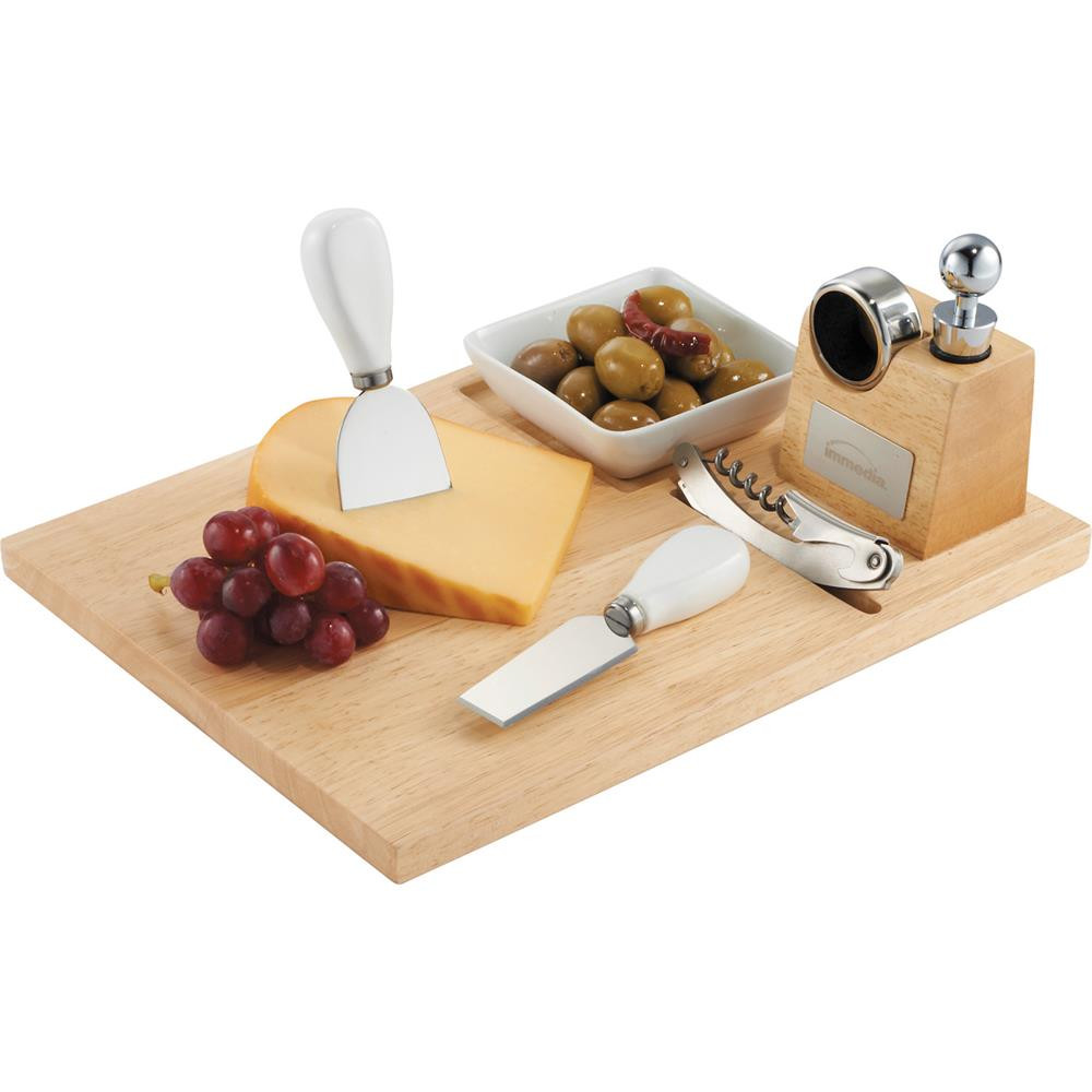 Custom Entertainer Wine & Cheese Board Gift Set