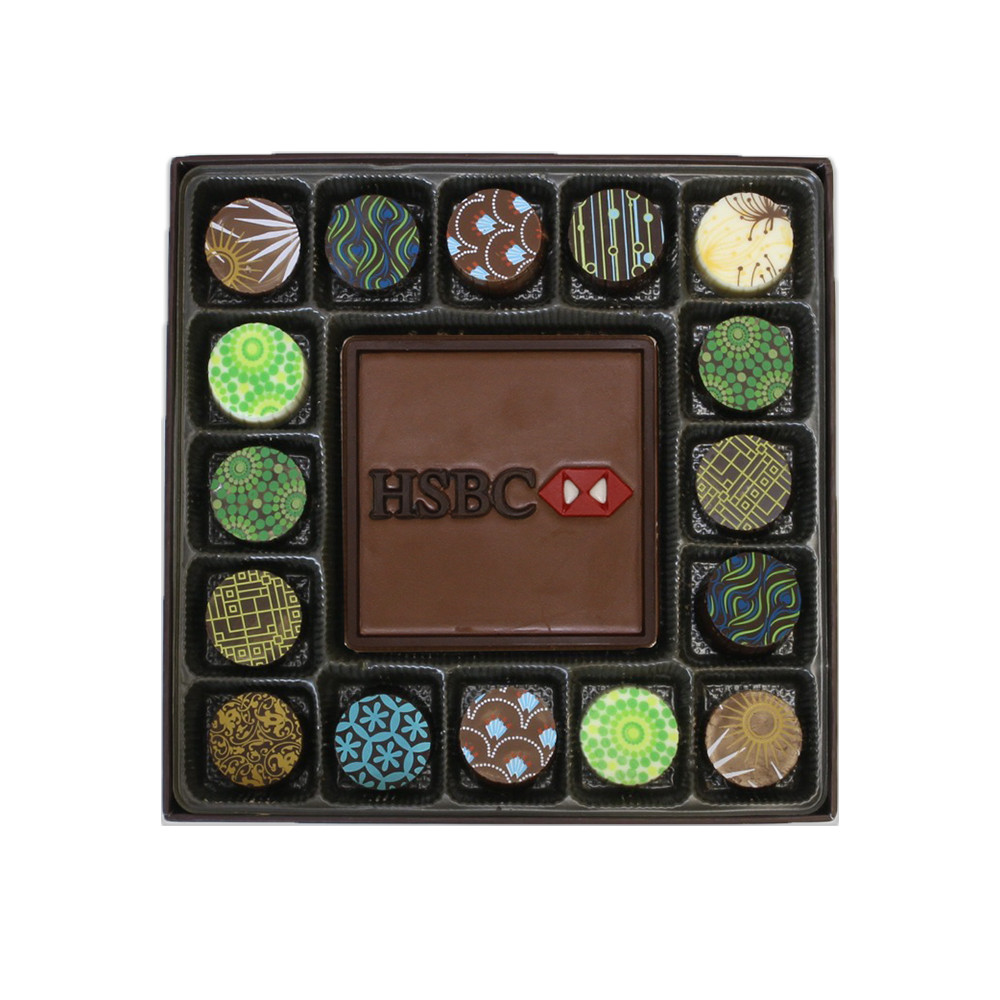 Custom Mold Chocolate Card w/Truffle Assortment 17 Piece Custom