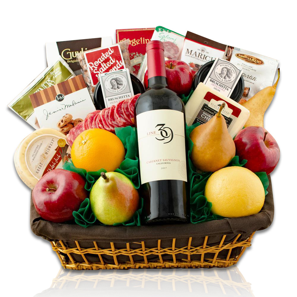Fifth Avenue Fruit & Wine Gift Basket
