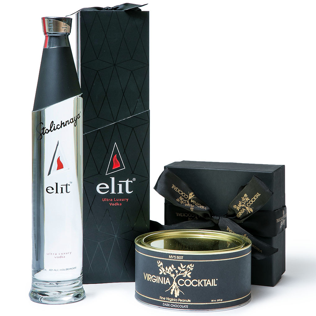Stolichnaya 750ml Elit Vodka & Dark Chocolate Peanuts Gift Set