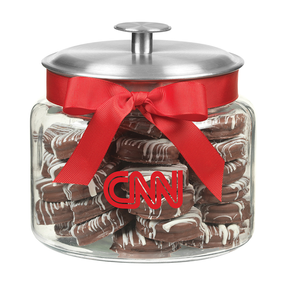Custom Glass Cookie Jar with Chocolate Covered Oreos