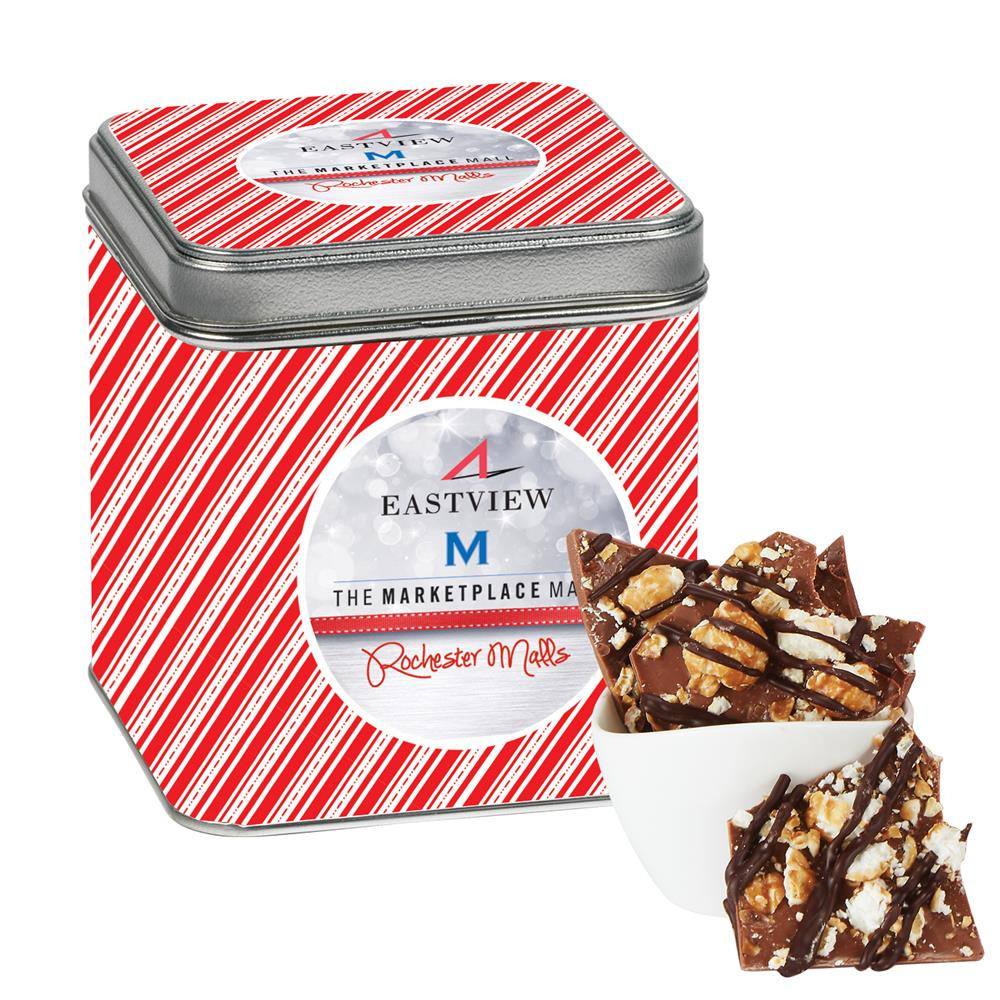 Gourmet Chocolate Bark with Custom Gift Tin Gourmet Food Gifts